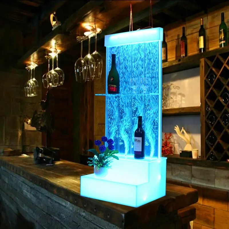 Mueble de bar acrílico, Vitrina con burbuja de agua, muebles luminosos led
