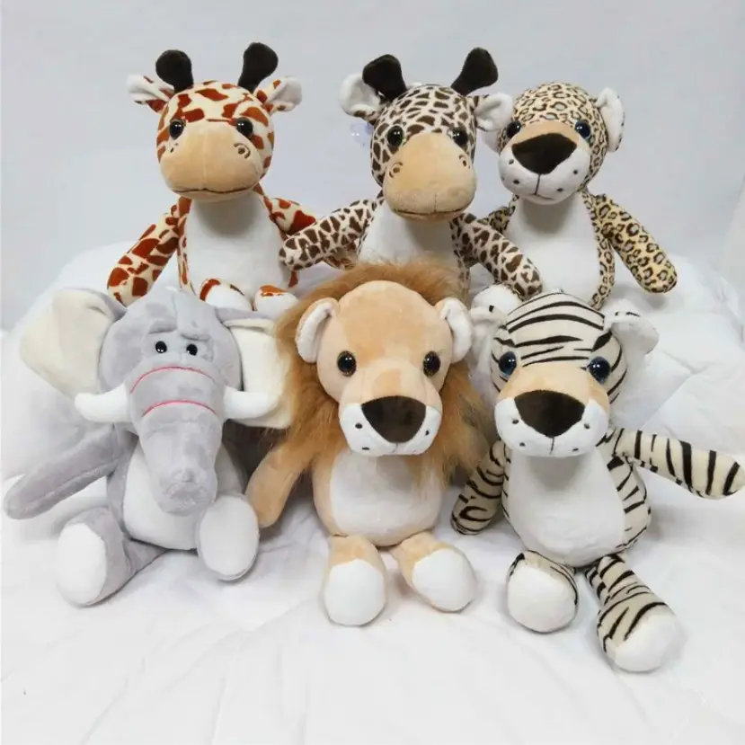 Foresta animale figurine giungla giraffa peluche leone tigre leopardo polvere bambola per la macchina della gru