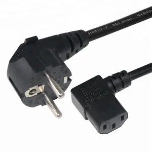 1M H05VV-F 0,75 MM 3 pines enchufe de la UE a 90 grados IEC C13 conector ángulo recto cable de extensión de alimentación