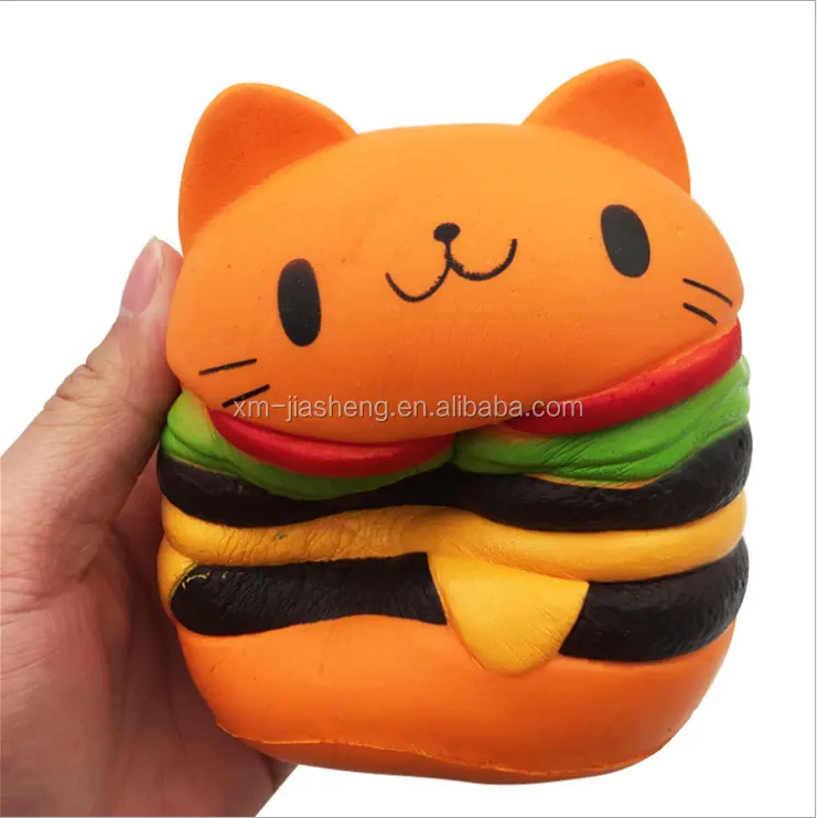 Soft Jumbo Slow Rising squishies Kawaii Cat Hamburger Cream Scented Squishy Toy for Stress Relief