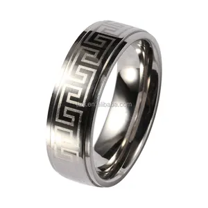 Titanio joyería proveedor 18 K oro llanura lujo hombres anillos