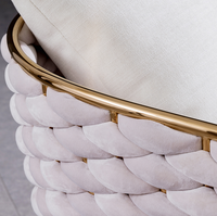 Fauteuil simple en velours, de couleur Beige, pour le salon