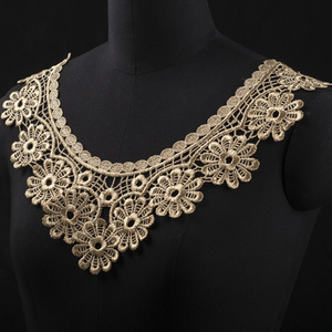 Personalizado hecho elegante bordado encaje de oro metálico del collar del cordón del cuello - Product Image 1