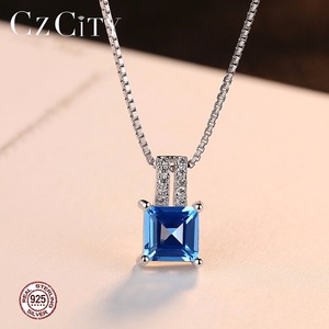 CZCITY, gran oferta, collar de cristal de Topacio azul claro a la moda para mujer, joyería fina de Plata de Ley 925 - Product Image 4