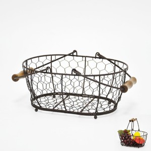 Corbeille à fruits ovale en fil métallique avec poignées - Product Image 1