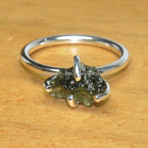 <b>Moldavite</b> Gemstone Silver <b>Ring</b> 925 Sterling Silver Jewelry - Product Image 2