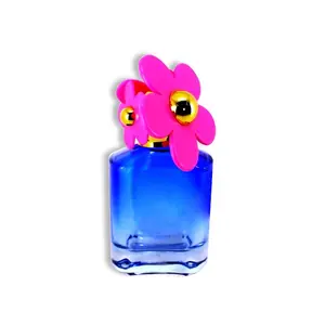 70毫升蓝色和玫瑰裙子造型花帽玻璃香水瓶