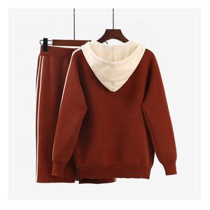 Autunno inverno vestiti <span class=keywords><strong>donna</strong></span> manica lunga due pezzi maglia gonna gonna felpa gonna sportiva 2 pezzi completo <span class=keywords><strong>donna</strong></span> - Product Image 2