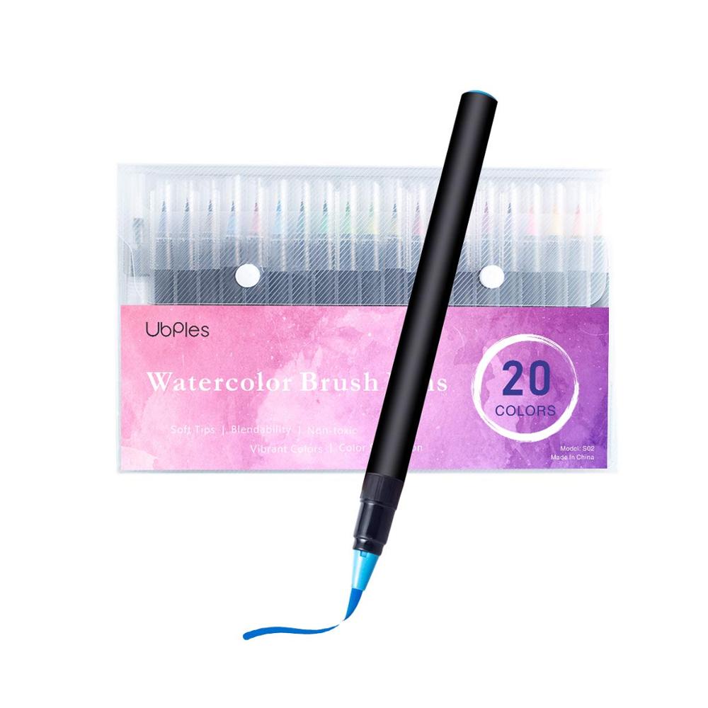 Акварель кисти набор ручек, 20 видов цветов, высокое качество мягкой щеткой маркеры, способный преодолевать Броды для взрослых и детей, чтобы цвет книги, рисование, каллиграфия