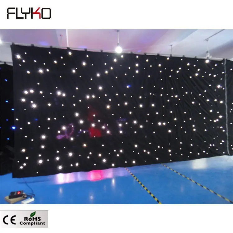 Free shipping wedding white color dj booth 3x6M factory price stage backdrop lighting led star curtain