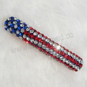 granos del rhinestone de tubos, perlas, diamantes de imitación de la bandera americana tubo curvado, perlas de tubo curvado - Product Image 3