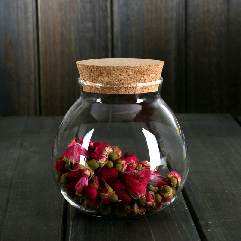 Food Storage Canister Glass Jars For Multi-Purpose Kitchen Containers Clear Round Glass Jar