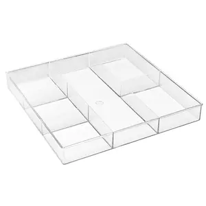 Transparent Plastic Divided Square Tray Acrylic Candy Tray with Compartments