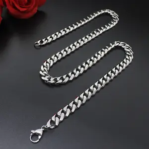 Rough Mens Titanium Chain Curb Cuban Link Stainless Steel Necklace