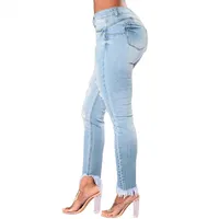 Beroemde Vrouwen Groothandel Colombiaanse Fashion Ripped Stijlvolle Vrouwen Skinny Custom Merken Jeans