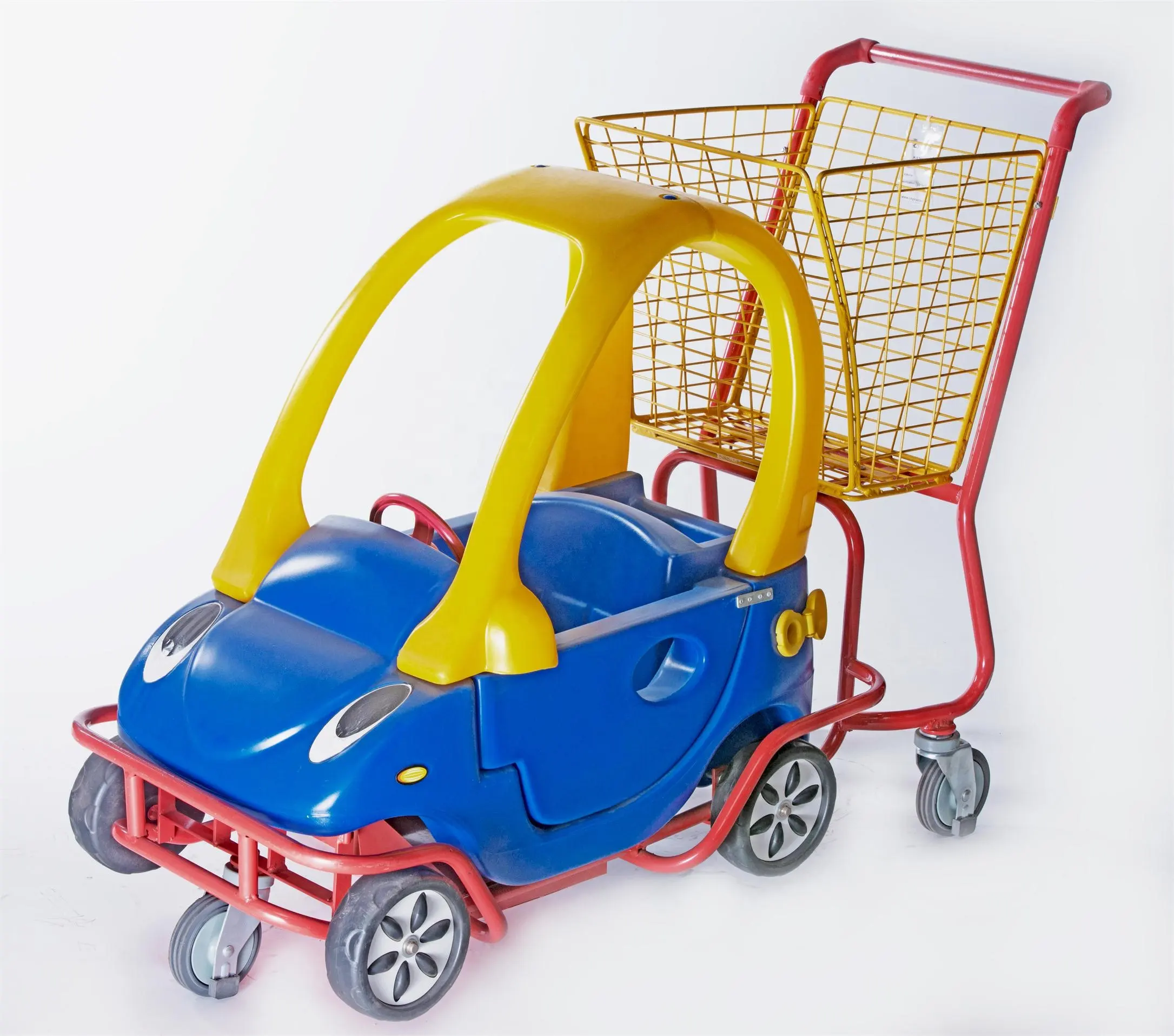 Carrito de compras Chapado en Zinc para niños, carrito de juguete con dos cestas para supermercado