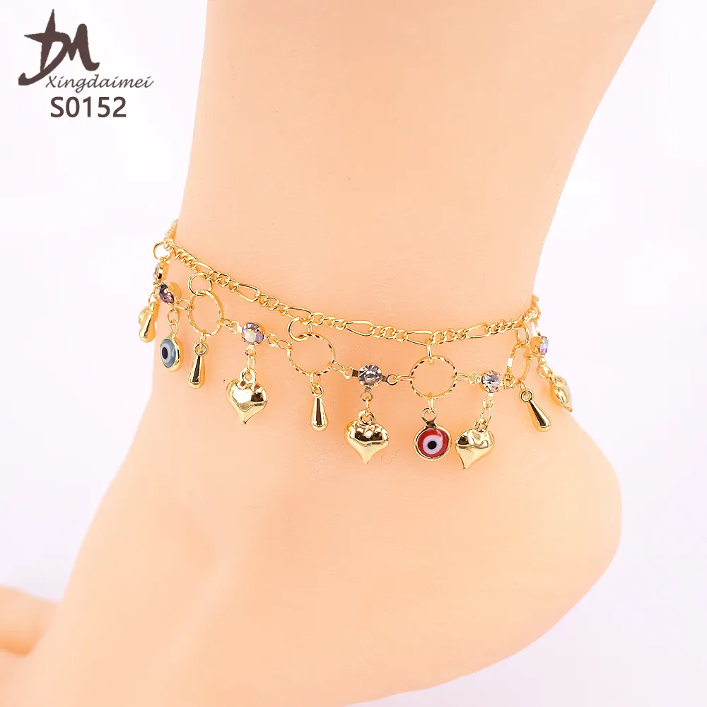 S0152 Foot Chain Jewelry 18K Gold Women Anklet 18k Gold Plated Anklet Handmade COPPER Body Jewelry Rhinestone Xingdaimei Jewelry