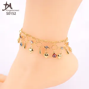 S0152 Fuß kettens chmuck 18 Karat Gold Damen Fußkettchen 18 Karat vergoldet Fußkettchen Hand gefertigter KUPFER Körpers chmuck Strass Xingdaimei Schmuck