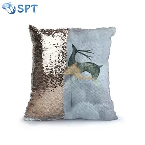 Vente chaude incroyable Couleur Changeante coussin sirène Sequin Tissu populaire housse de coussin à paillettes réversibles