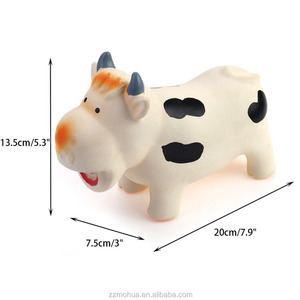 Giocattolo per Cani a Forma di Mucca in Lattice Naturale con Suono Squittente, Prodotto da Produttore di Giocattoli per Animali Domestici - Product Image 1