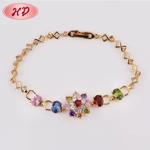 Mode-sieraden Laatste Luxe Kleurrijke Rose Gouden Sneeuwvlok Crystal Armband Voor Vrouwen