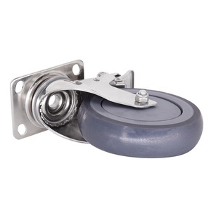 High Quality 304 Stainless Steel Plate Swivel TPR <strong>Casters</strong> Wheel With Total Lock Brake