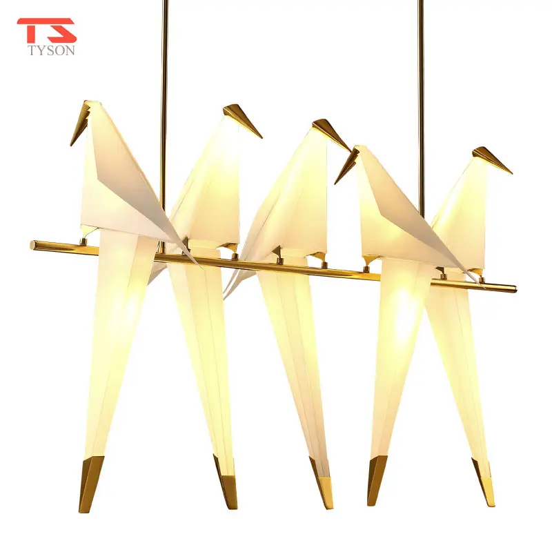 Best Design Chinese Style Modern Gold Birds Chandelier Led Restaurant Pendant Lamp