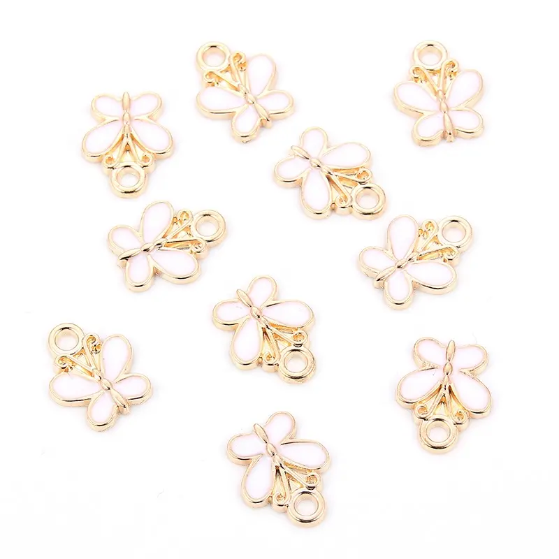 Lovely Charms Enamel CharmsためDIY Jewelry Making Accessories Zinc Alloy CharmsためJewelry Making Butterfly 15x12mm