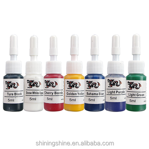 Низкие цены, набор чернил для татуировки с маленьким драконом, включая 7 видов цветов 5 мл