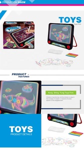 Tableau de <span class=keywords><strong>dessin</strong></span> magique lumineux KSF pour enfants, modèle avec lumière LED, en plastique ABS, <span class=keywords><strong>tablette</strong></span> de <span class=keywords><strong>dessin</strong></span> éducative avec marqueurs néon - Product Image 4