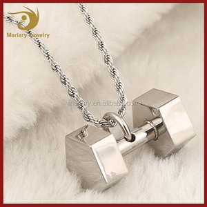 Acier Inoxydable Personnalisé Spirituel Inspiré Cercle Haltère Pendentif Collier Remise En Forme Sport Hommes, Rond Fit Charme - Product Image 5
