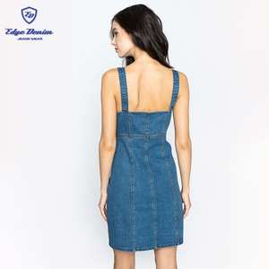 Venta al por mayor de la correa de espagueti sin mangas botón denim <span class=keywords><strong>Mujer</strong></span> <span class=keywords><strong>Vaqueros</strong></span> - Product Image 4