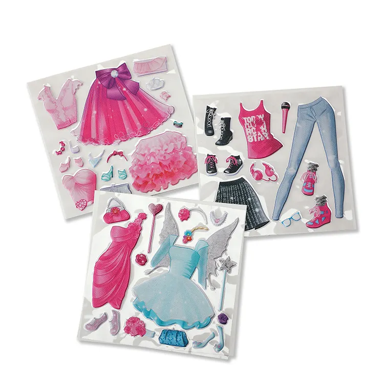 Wholesale cheap custom design children creative DIY princess dress up sticker for gift
