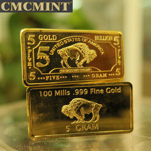 Toptan 5 Gram 24 k altın kaplama Buffalo Bar ile ambalaj plastik kasa C25P - Product Image 3