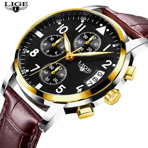 LIGE Herren uhren Modemarke Multifunktions Chronograph Quarz Sport Armbanduhr Herren uhr Herren uhr