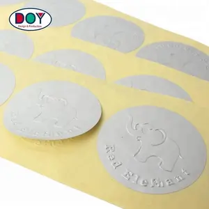 OEM Fornitore Adesivo Personalizzato Die Cut 3D Alzata Bello Embossed Logo Matte Foglia Argento Etichetta Adesivi