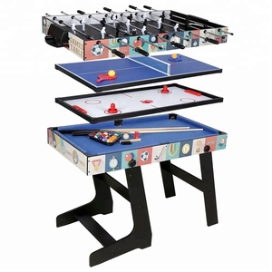 4 ft gấp nhà đa thể thao trò chơi bảng Combo 4 trong 1-bida Hockey không khí mini ping pong <span class=keywords><strong>Foosball</strong></span> với cao su đệm đường sắt - Product Image 1