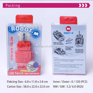 Ensemble d'outils multifonctionnels de style robot, mini lampe torche, porte-clés en plastique, faible MOQ, cadeaux souvenirs, acier inoxydable, matériau PVC - Product Image 6