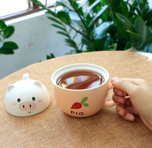 Tasse à café en céramique de cochon drôle mignon, cadeau parfait pour les cousins d'enfants d'ami tasse de lait de thé en grès de forme personnalisée - Product Image 3