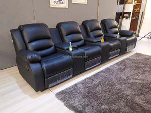 Juego de sofás reclinables para cine en casa, sillón Seccional de 4 asientos de cuero genuino, asientos de amor - Product Image 3