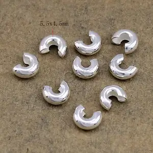 wholesale Sterling Silver 925 bead crimp covers 5.5x4.5x2.3mm Hole: 2mm 171279