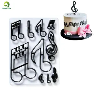 Alat Dekorasi Kue, 10 PCS/SET Pemotong Kue Catatan Musik Ekstra Besar Plastik Sugarcraft Fondant Cetakan Kue Alat Dekorasi Memanggang Cetakan Cupcake