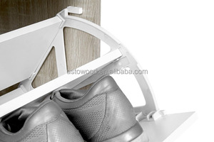 Oak <strong>Padded</strong> Design Shoe Rack <strong>Bench</strong> with 1Door - Product Image 4