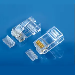 Conector rj45 banhado a ouro XL-503, plug modular de 8 pinos com clipes de dobra