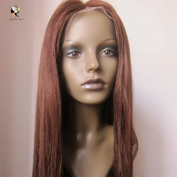 Newest Design cuticle aligned hair sassy silky straight full lace wig brazilian human hair#30 Auburn Brown