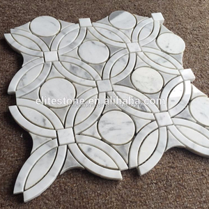 Hochwertige Himalaya White Leaf Shaped Wasserstrahl Mosaik Marmor Bodenfliesen