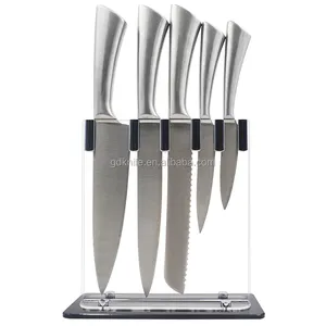 Hot Selling Durable 5 Pcs With Acrylic Stand Hollow Handle Stainless Steel Knife Set