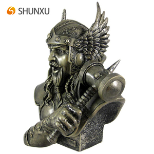 Estatua de Busto de <span class=keywords><strong>Thor</strong></span>, Dios Nórdico, en Resina de Bronce Antiguo Altamente Detallada, Escultura del Martillo del Trueno - Product Image 2