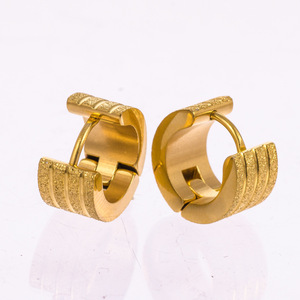 Fashion <strong>Hoop</strong> Plated <strong>Silver</strong> Gold Black Stainless Steel Matte Finish <strong>Huggie</strong> Earrings Cheap China Jewelry EKE130 - Product Image 3