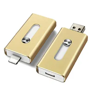 New arrive popular customized logo 3 in 1 usb flash drive usb 2.0 3.0 metal U disk for iphone